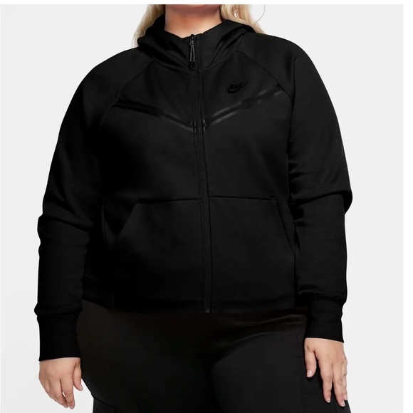Nike Tech Fleece Black FZ Windrunner Hoodie Jacket DA2044-010 Sz 2X Women - Picture 3 of 10